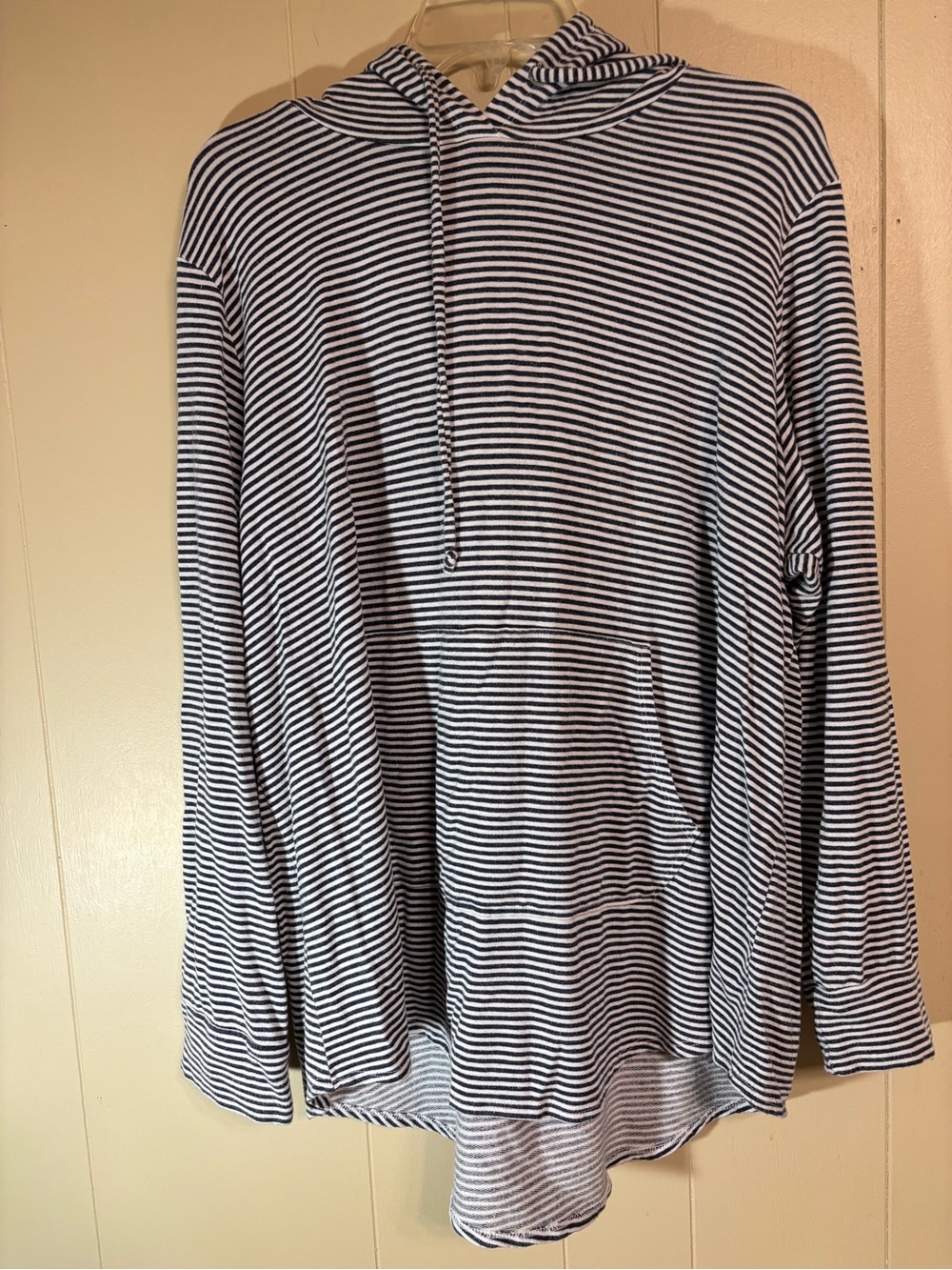 Workshop Republic Clothing gray and blue Striped Hooded Top